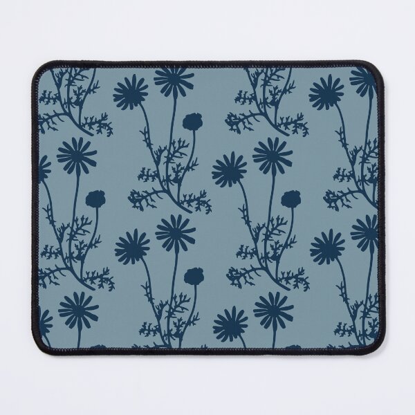 Item preview, Floral Botanical Wild Daisies Pattern in Dusty Blue designed and sold by kierkegaard.