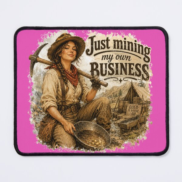 Item preview, Just Mining My Own Business Vintage Gold Woman Prospector Funny Western Humor designed and sold by AnimalAirtistry.