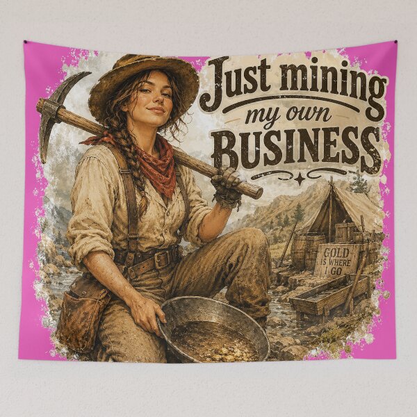 Item preview,  Just Mining My Own Business Vintage Gold Woman Prospector Funny Western Humor designed and sold by AnimalAirtistry.