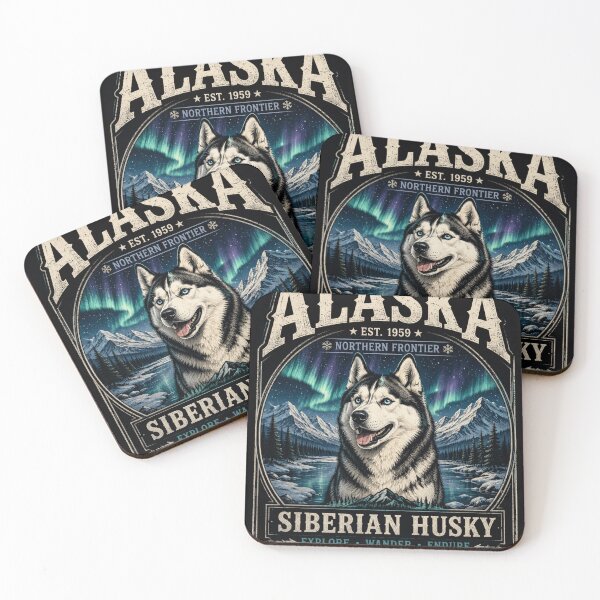Item preview, Alaska Northern Frontier  Siberian Husky Adventure  Vintage National Park Camping Dog T-Shirt designed and sold by TeeVibeHaus.