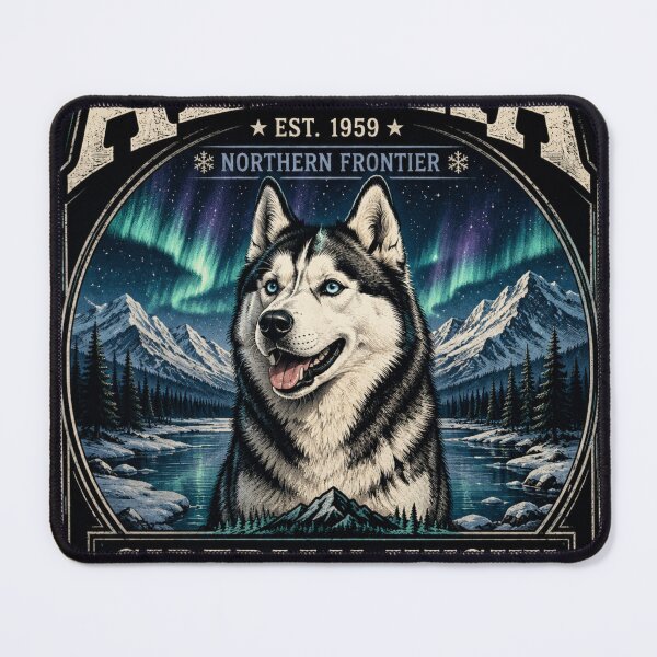 Item preview, Alaska Northern Frontier Siberian Husky Adventure Vintage National Park Camping Dog T-Shirt designed and sold by TeeVibeHaus.