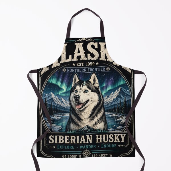 Item preview, Alaska Northern Frontier Siberian Husky Adventure Vintage National Park Camping Dog T-Shirt designed and sold by TeeVibeHaus.