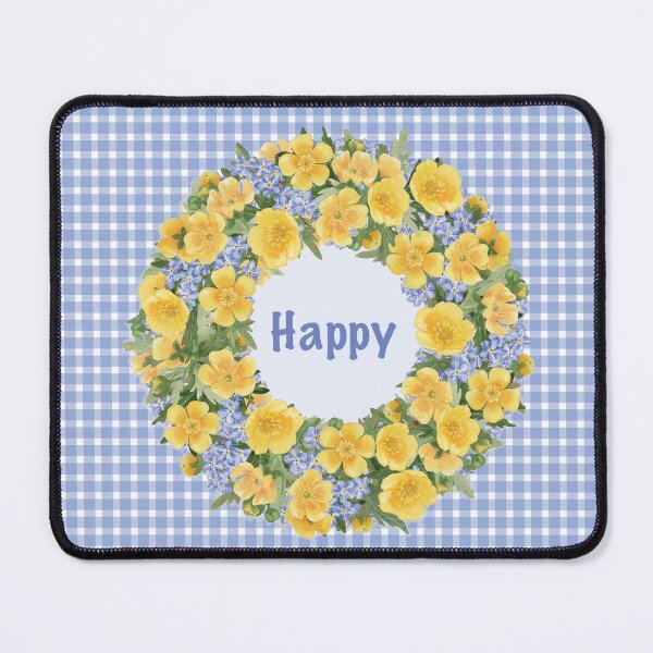 Item preview, Buttercups & Forget-Me-Nots Gingham Happy Print designed and sold by GabrielleStudio.