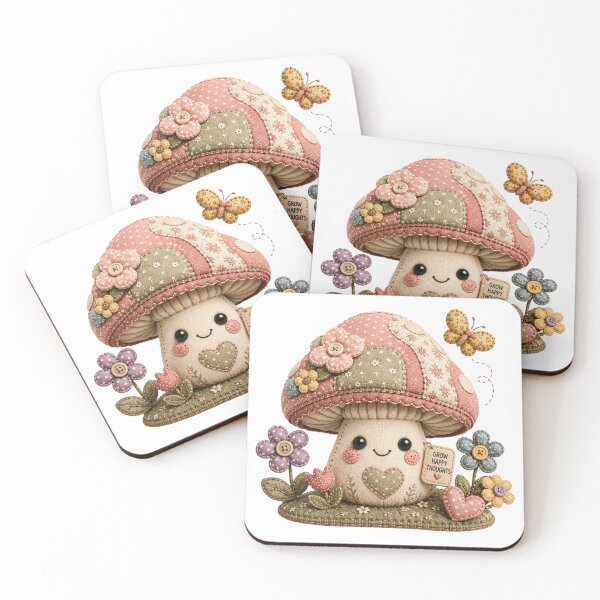 Item preview, Cute Patchwork Mushroom Grow Happy Thoughts designed and sold by M.Store.