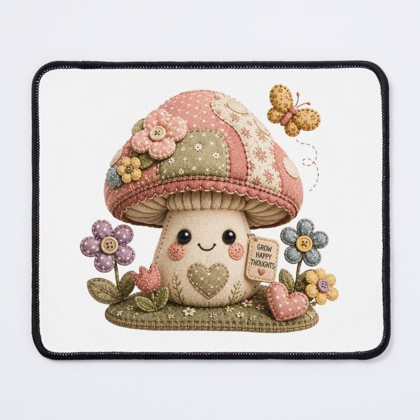 Item preview, Cute Patchwork Mushroom Grow Happy Thoughts designed and sold by M.Store.