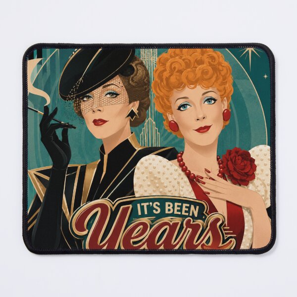 Item preview, It's been years: vintage art deco portrait of two glamorous women designed and sold by Rue Design Company.