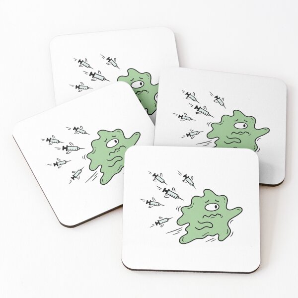 Item preview, Funny Germ Scared of Syringe Injection Cartoon designed and sold by FrankOliver.