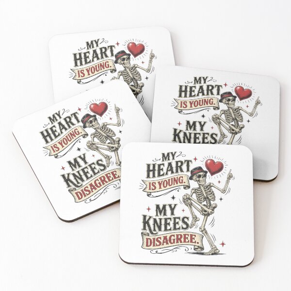 Item preview, My Heart Is Young My Knees Disagree Funny Skeleton Design | Vintage Aging Humor | Still Got It Collection designed and sold by SoulThread Studio.