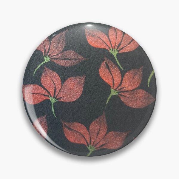 Item preview, Red Handpainted Metallic watercolor floral on Black background designed and sold by DesignsByCPR.