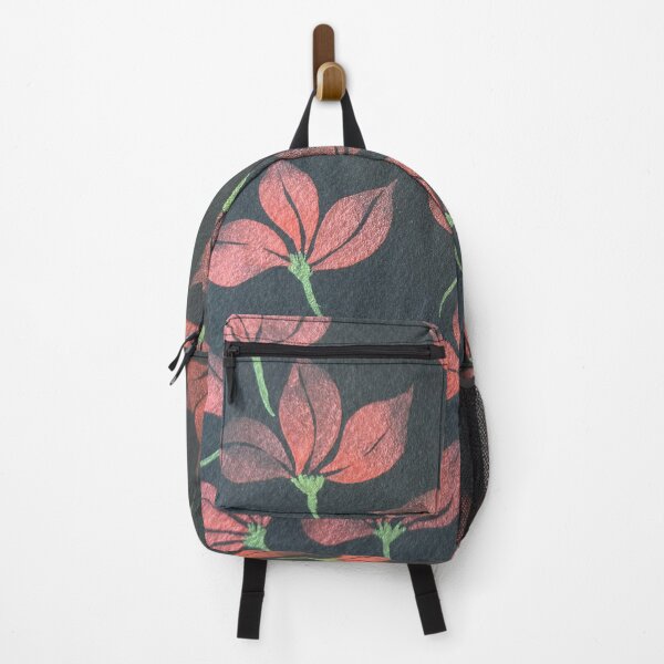 Item preview, Red Handpainted Metallic watercolor floral on Black background designed and sold by DesignsByCPR.