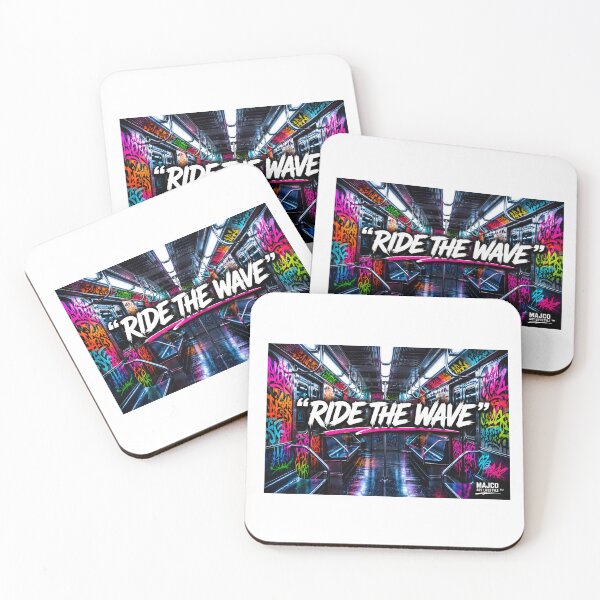 Item preview, Ride the Wave Graffiti Street Art | Urban Subway Neon Typography designed and sold by MAJCO-ART.