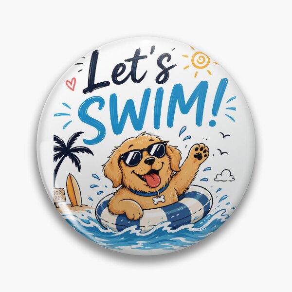 Item preview, Let's Swim! Cute Summer Beach Dog designed and sold by Smart-ish Studio.