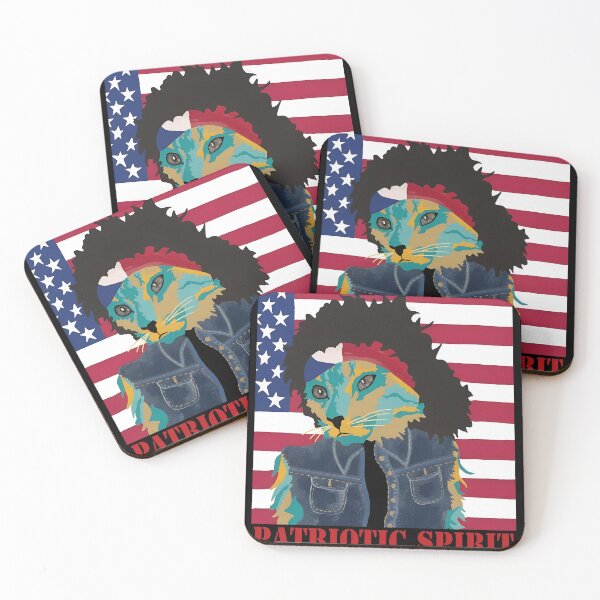 Item preview, Rock Cat American Flag Portrait Art designed and sold by WhimsyWephy.