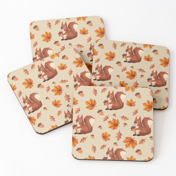Item preview, Pattern of squirrel, acorns and autumn leaves designed and sold by tornasolhaze.