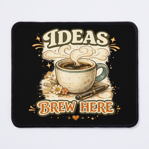 Item preview, Ideas Brew Here | Vintage Coffee & Creativity Graphic T-Shirt | Cozy Workspace Illustration designed and sold by UUniqueIImprint.