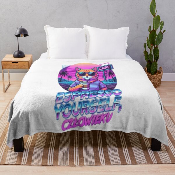 Item preview, Retro Synthwave Cat Coffee - Espresso Yourself designed and sold by Kreativio.