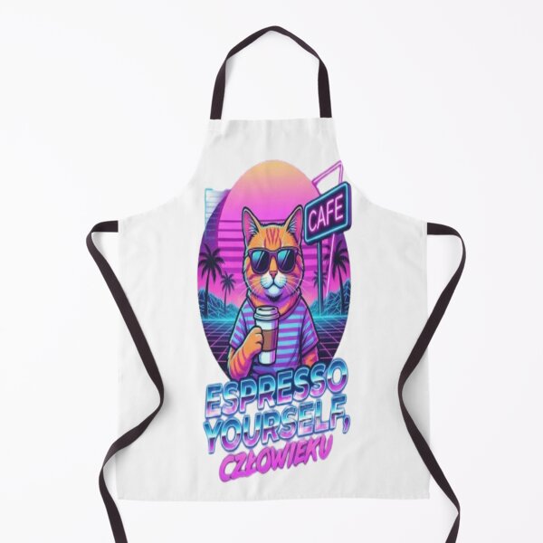 Item preview, Retro Synthwave Cat Coffee - Espresso Yourself designed and sold by Kreativio.