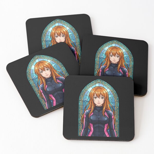 Item preview, Aina Yoshiwara Grand Blue Futuristic Ocean Stained Glass Anime Girl designed and sold by mildaclairmo.