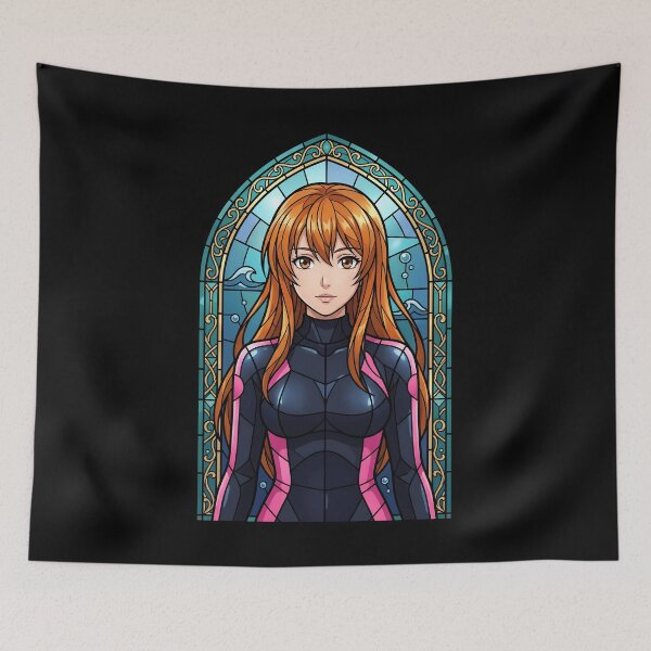 Item preview, Aina Yoshiwara Grand Blue Futuristic Ocean Stained Glass Anime Girl designed and sold by mildaclairmo.