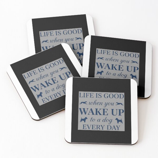 Item preview, Life is good when you wake up to a dog every day. Cute german shepherd quote in gradient style Essential T-Shirt designed and sold by Cafe18.