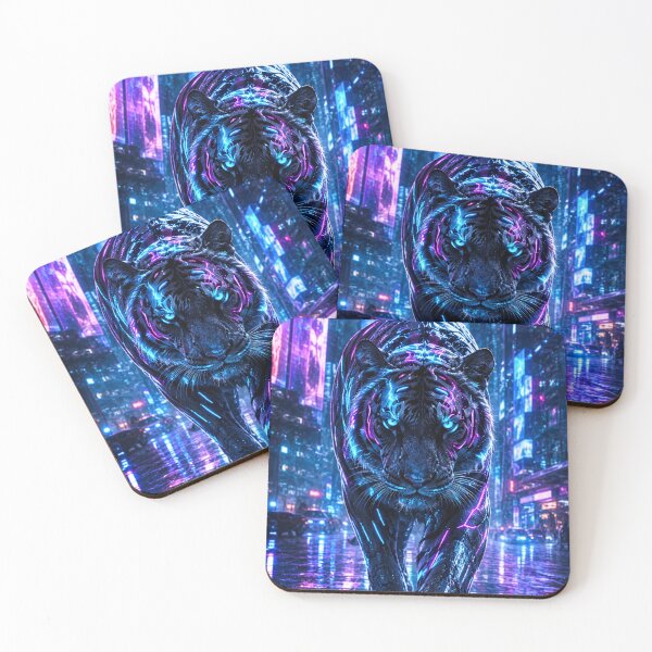 Item preview, Neon Cyber Tiger designed and sold by Gold&pixels.