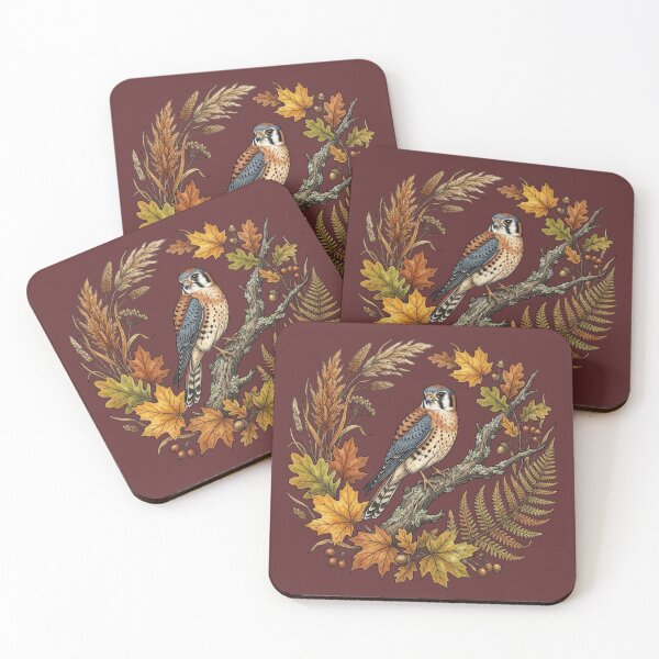 Item preview, American Kestrel Autumn Foliage Nature Design designed and sold by BirdsnStuff.