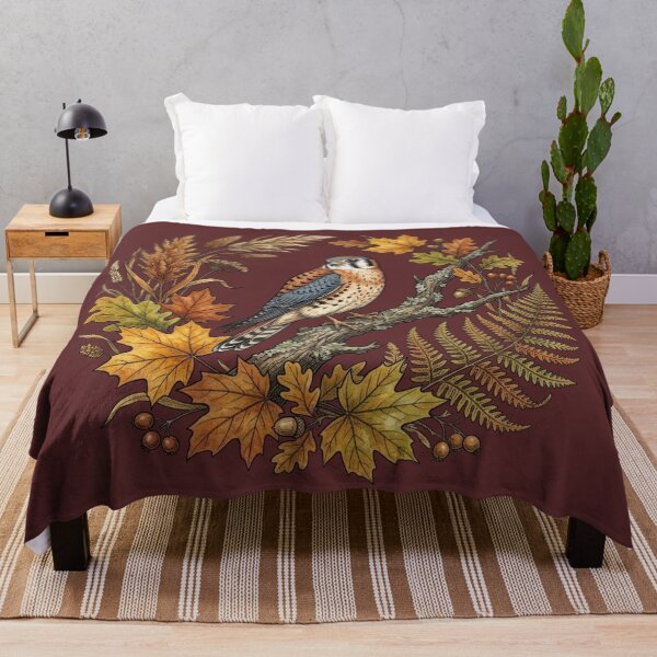 Item preview, American Kestrel Autumn Foliage Nature Design designed and sold by BirdsnStuff.
