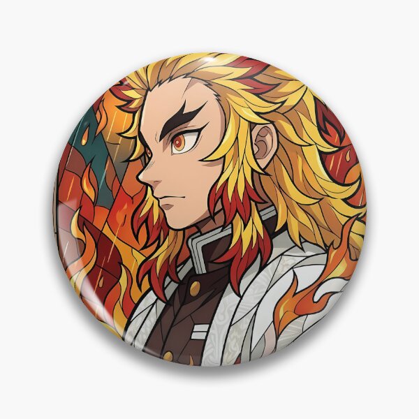 Item preview, Kyojuro Rengoku Demon Slayer Rain and Flame Stained Glass designed and sold by mildaclairmo.