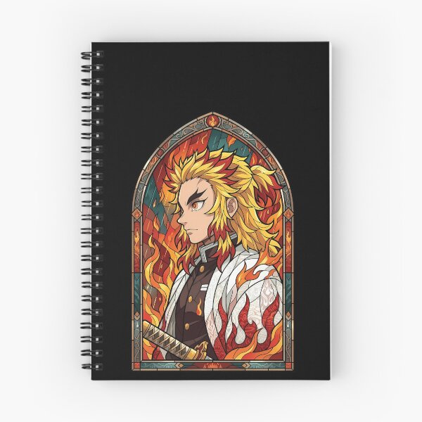 Item preview, Kyojuro Rengoku Demon Slayer Rain and Flame Stained Glass designed and sold by mildaclairmo.