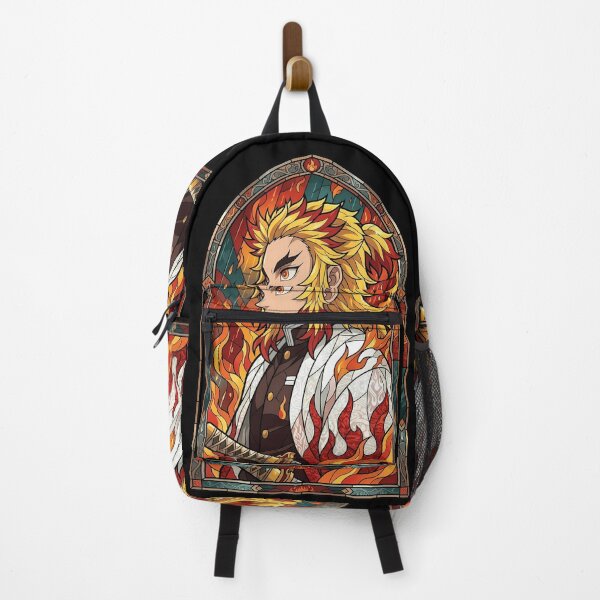 Item preview, Kyojuro Rengoku Demon Slayer Rain and Flame Stained Glass designed and sold by mildaclairmo.
