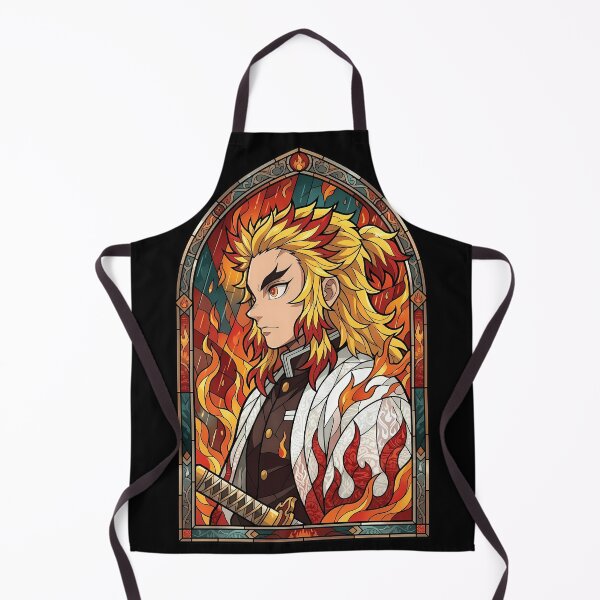 Item preview, Kyojuro Rengoku Demon Slayer Rain and Flame Stained Glass designed and sold by mildaclairmo.