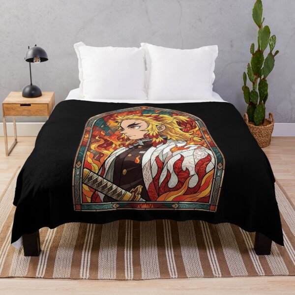 Item preview, Kyojuro Rengoku Demon Slayer Rain and Flame Stained Glass designed and sold by mildaclairmo.