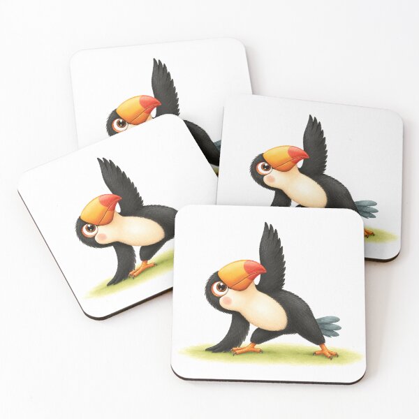 Item preview, Triangle Pose Toucan Yoga Watercolor Print designed and sold by YogiAnimalArt.