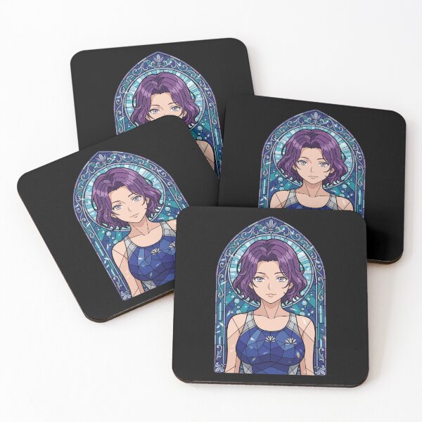 Item preview, Azusa Hamaoka Grand Blue Lotus Stained Glass Serene Portrait designed and sold by mildaclairmo.