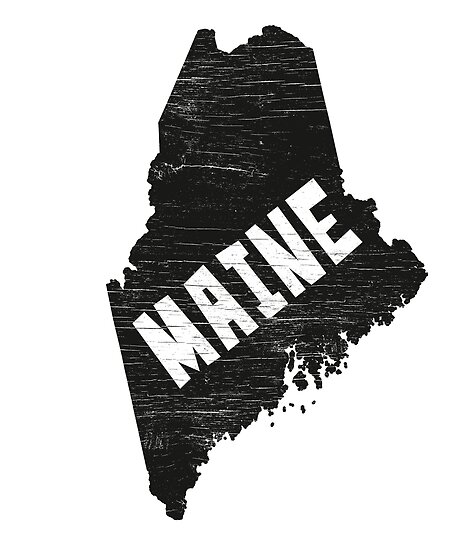 Maine Home Vintage Distressed Map Silhouette Posters by YLGraphics