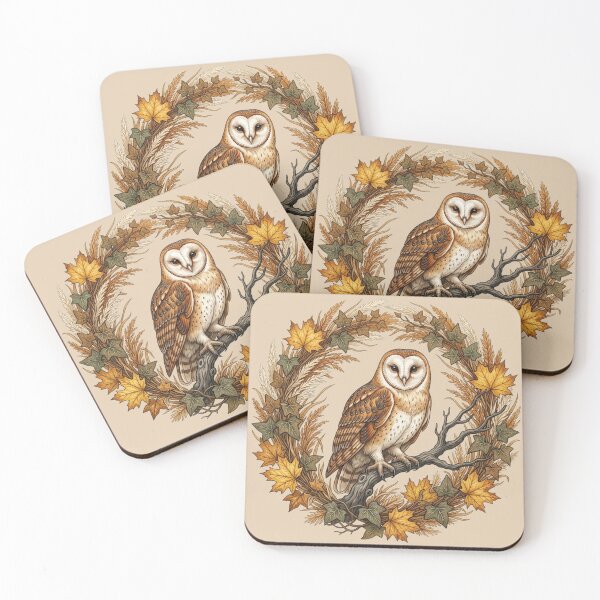 Item preview, Barn Owl Autumn Foliage Nature Design designed and sold by BirdsnStuff.