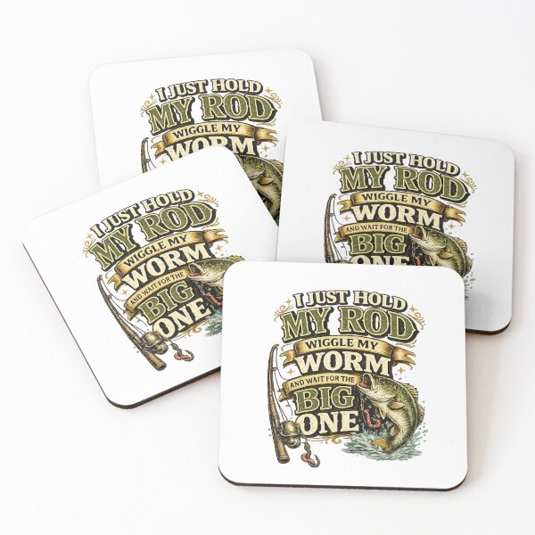 Item preview, I Just Hold My Rod Wiggle My Worm and Wait for the Big One Funny Fishing Design | Vintage Bass Fishing Humor designed and sold by SoulThread Studio.
