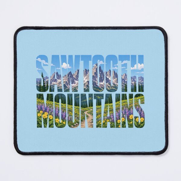 Item preview, Sawtooth Mountains Idaho Typography – Alpine Wildflower Landscape designed and sold by SimplyJasper.