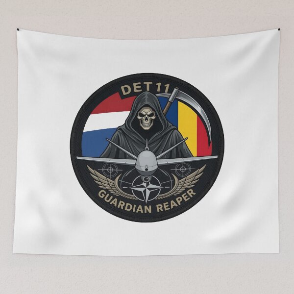 Item preview, Royal Netherlands Air Force Detachment 11 MQ-9 Reaper NATO Deployment Patch designed and sold by CharlieDesings.