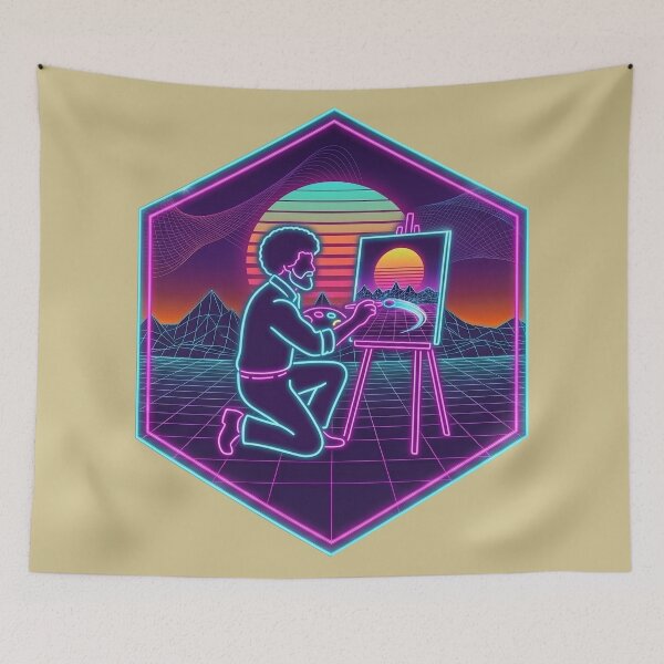 Item preview, Bob Ross Synthwave Art designed and sold by Karamram Studio.