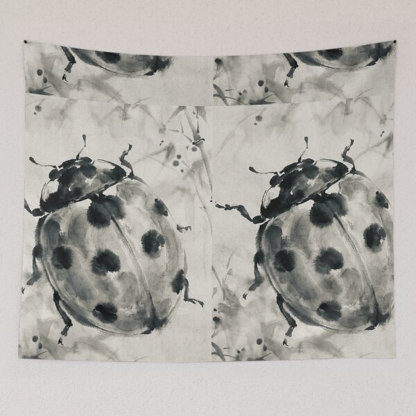 Item preview, Copy of Vibrant Red Ladybug on Delicate Leaves Traditional Chinese Brush Painting designed and sold by OddlySticky.