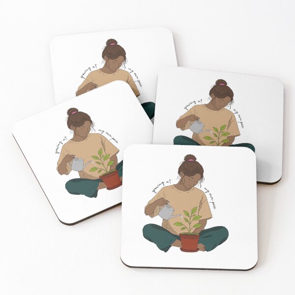 Item preview, Growing At My Own Pace | Self Growth Cozy Plant Illustration designed and sold by ByAnaCarvajal.