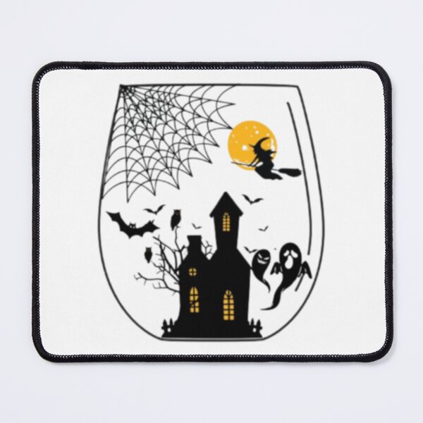 Item preview, Haunted House Wine Glass Silhouette Witch Full Moon Spooky Art designed and sold by Akira Design Store.