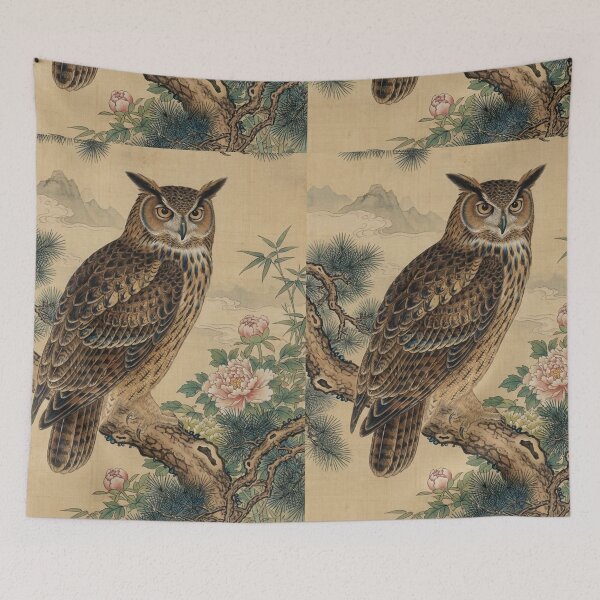 Item preview, Majestic Owl in Traditional Chinese Ink and Wash Painting Style designed and sold by OddlySticky.