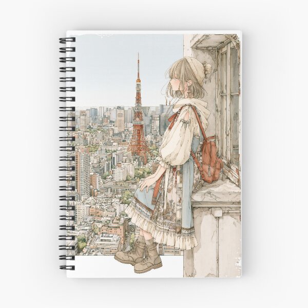 Item preview, Anime Girl Overlooking Tokyo Tower designed and sold by SakuraFesta.
