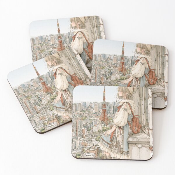 Item preview, Anime Girl Overlooking Tokyo Tower designed and sold by SakuraFesta.