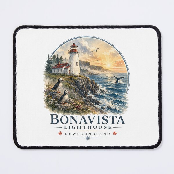 Item preview, Bonavista Lighthouse Newfoundland Canada Vintage Watercolor Travel Shirt | Retro Coastal Atlantic Puffins Whale Adventure Design designed and sold by Globalcitytees.