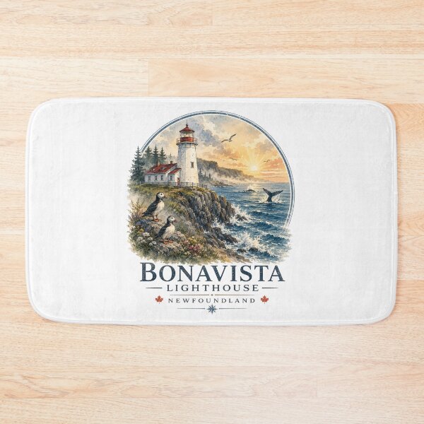Item preview, Bonavista Lighthouse Newfoundland Canada Vintage Watercolor Travel Shirt | Retro Coastal Atlantic Puffins Whale Adventure Design designed and sold by Globalcitytees.