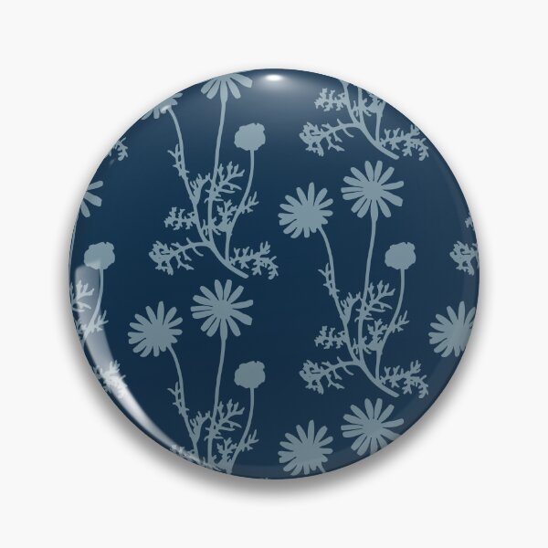 Item preview, Floral Botanical Wild Daisies Pattern in Dark and Dusty Blue designed and sold by kierkegaard.