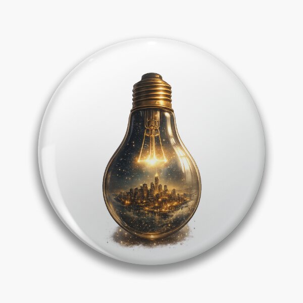 Item preview, Ideas Need Light | Miniature City Inside a Light Bulb designed and sold by Norique_7.